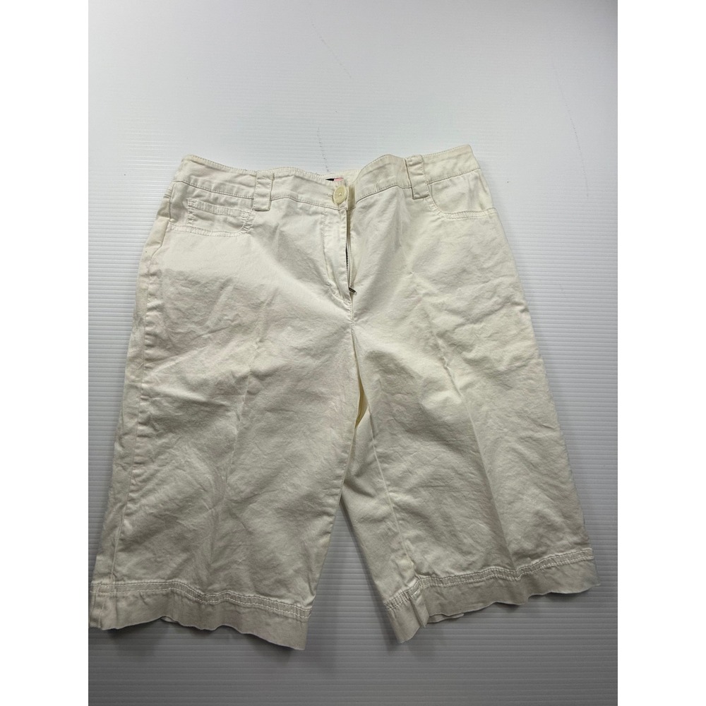 City Unltd Womens Cream Bermuda Shorts‎ 6 Cotton Blend Utility Pockets Casual